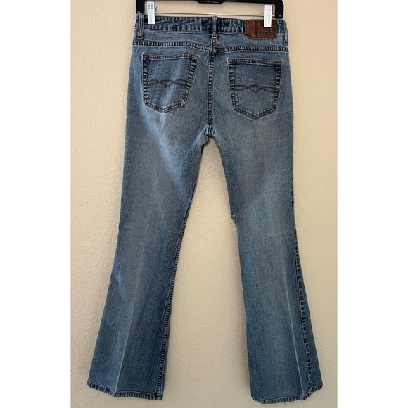 l.e.i. Women's Junior Flared Leg Low Rise Jeans Size 9 Faded Denim Y2K - Picture 2 of 11